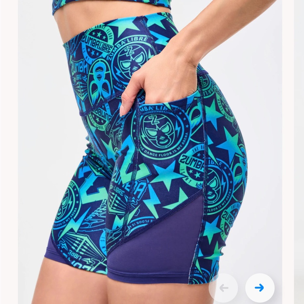 Zumba Libre High Waisted Biker Shorts With Mesh Inserts